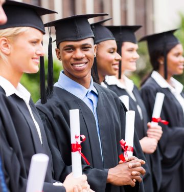 multiracial university students graduation