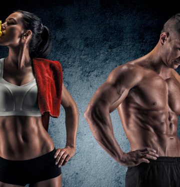 Athletic man and woman after fitness exercise